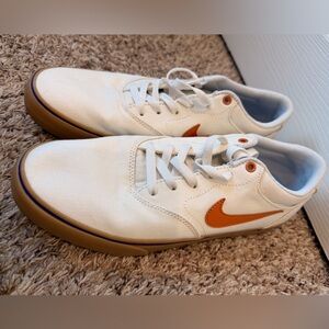 Nike SB Cron 2 | Men's | White Skate Sneakers with Orange Swoosh